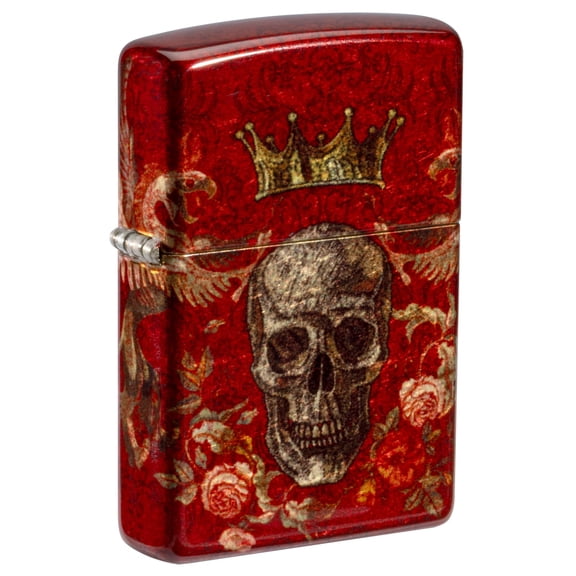 Zippo Pocket Lighter Skull Heraldry Design Tumbled Brass