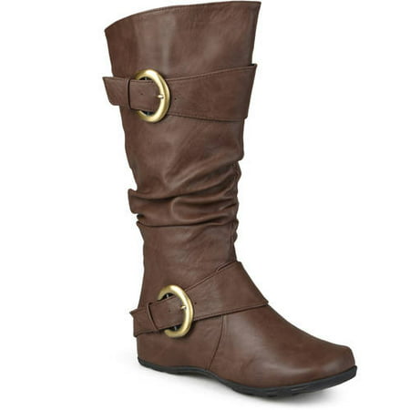 Women's Extra Wide Calf Knee High Slouch Buckle (Best Knee High Boots For Walking)
