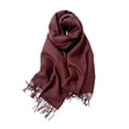 thumbnail image 2 of Lumtrix Womens Scarf Oversized Solid Color Tassel Shawl Wrap Warm 70.87 Inch Long Scarf Coffee One Size, 2 of 8