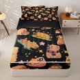 thumbnail image 3 of Homewish Cartoon Capybara Zipper Full Size Comforter Sets with Fitted Sheet and 2 Pillowcases,Kawaii Animal With Funny Food Zipper Bedding Set for Boys Girls,4pcs,Black Reversible, 3 of 6