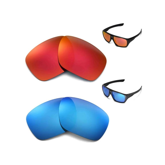 Walleva Polarized Fire Red   Ice Blue Replacement Lenses For Oakley Dispatch Sunglasses