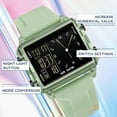 thumbnail image 5 of Digital Watches for Men Women Waterproof Unique Rectangle Watch Stopwatch Countdown Alarm Analog Silicone Strap Transparent Case, 5 of 7