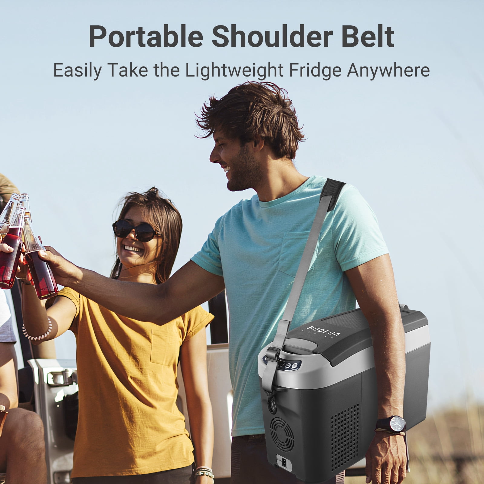 BODEGA 12 Volt Car Refrigerator 16 Quart Car Cooler Small Freezer with 12/24V DC(-4℉~68℉),  Portable Mini Car Fridge for Outdoor, Vehicles, Camping, Travel