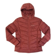 Eddie Bauer Women's Zip Up Microlight Quilted Down Packable Hooded Jacket (Rust, XL)
