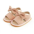 thumbnail image 3 of Baby Girl Sandals Summer Crib Shoes Bowknot Soft Sole Infant Girls First Walker Shoes,0-18M, 3 of 4