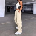 thumbnail image 4 of Women's Lightweight Cargo Pants High Waisted Straight Leg Outdoor Utility Trousers Yellow L, 4 of 6