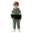 thumbnail image 2 of CONZONE Infant Boys Outfits 2 Piece Patchwork Long Sleeve Zip Up Hoodies Jogger Pants Set Soft Fall Winter Clothes for Kids, 2 of 4