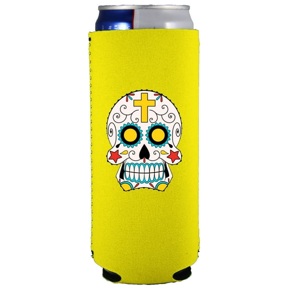 Sugar Skull Slim Can Coolie (Yellow)