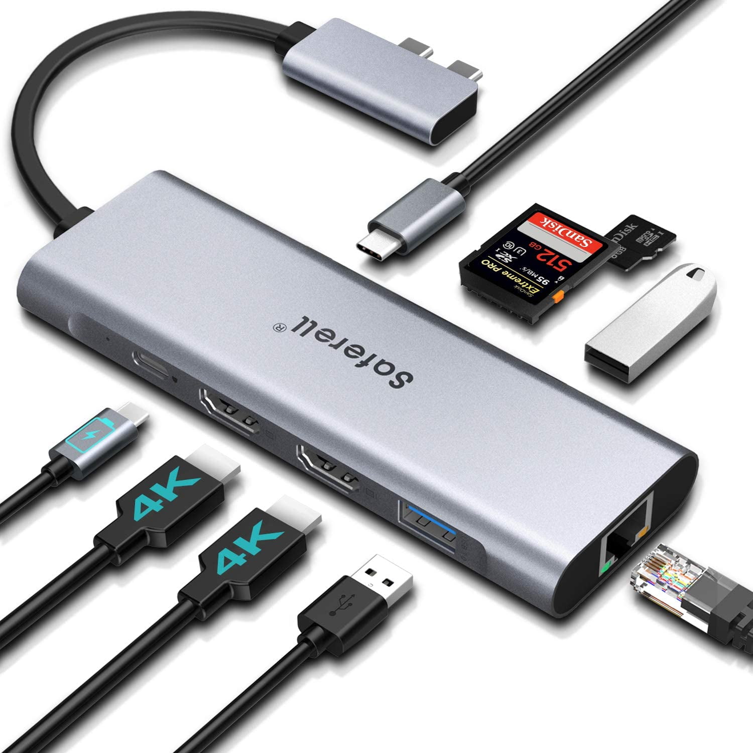 USB3.0 Type C Docking Station Macbook Pro HUB to HDMI/USB/Type-c DP/SD/TF 