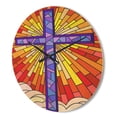 thumbnail image 3 of Designart 'Blue Holy Cross Stained Glass Style ' Rustic Wood Wall Clock, 3 of 5