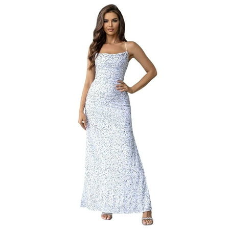 Blphud Formal Shoes for Women Long Dresses Formal Dress Short Elegant Party Floral Women Cocktail O Neck Banquet Lace Women s Dress Long Dresses for Evening White L