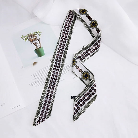 90cm Pattern Headband Ribbon Tied Bag Wrapped Handle Ribbon Faux Silk Scarf Long Hair Band