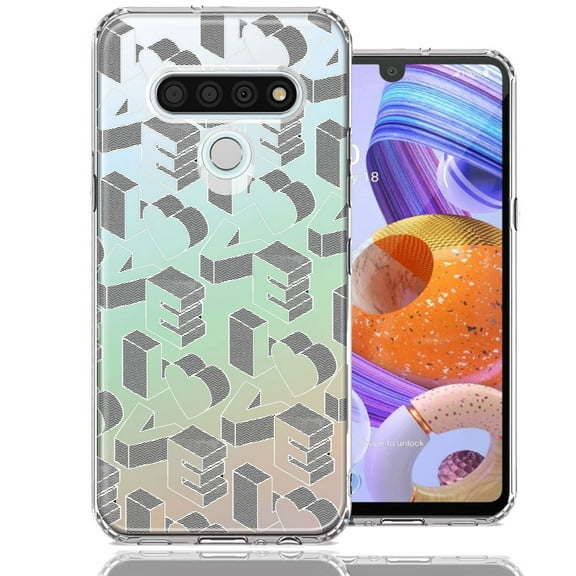 MUNDAZE for LG Stylo 6 3D Love Letters Hearts Valentine's Day Double Layer Phone Case Cover
