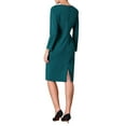 thumbnail image 3 of INSPIRE CHIC Women's Dress Formal Asymmetrical Neck Long Sleeve Midi Stretch Dresses S Peacock Blue, 3 of 5
