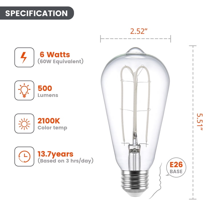 Better Homes & Gardens ST19 Vintage LED Bulbs, Dimmable, 60W Equivalent photo 7