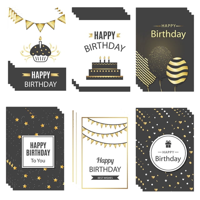 Tarjeta de cumpleaños: tarjeta de feliz cumpleaños de una sola capa, tarjeta de cumpleaños, tarjeta plana plegable con pegatina de sobre