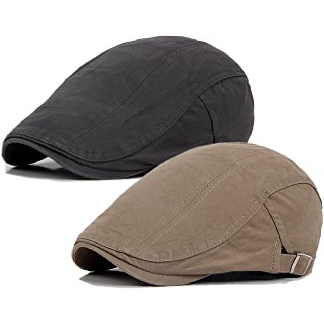Pack de 2 gorras estilo vendedor de periódicos gris/caqui para hombre gorra plana de algodón ajustable transpirable taxista irlandés Ivy conducción Gatsby sombrero de caza Rojo Verde