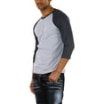 thumbnail image 7 of ToBeInStyle Mens Sleeved Baseball Inspired Classic Shirt Tee - 3/4 Sleeve - Charcoal Grey/Heather Grey - Large, 7 of 7