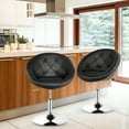 thumbnail image 3 of Gymax Ensemble de 2 Tabourets de Bar Pivotants Hauteur Réglable Dossier Rond Capitonné Chaises de Bar Noir, 3 of 10