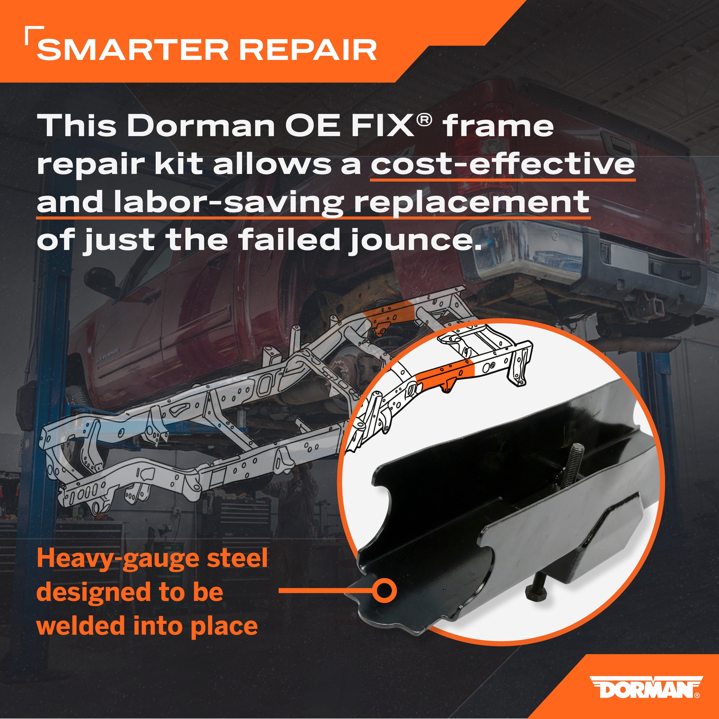 Dorman 999-481 Rear Driver Side Frame Rail Repair for Specific Chevrolet / GMC Models (OE FIX)