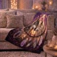 thumbnail image 6 of Two Wolves under Full Moon with Feathers and Circle, Mystical Wildlife Motif for Wolf Lovers, Anniversary Gift, Cozy Flannel Blanket for Cabin and Bedroom, Rustic Home Decor, 6 of 9