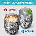 thumbnail image 4 of 12oz Stemless Wine Tumblers Black and Tan Leopard Print Vacuum Insulated Stainless Steel Travel Tumbler Cups Mug with Lid and Straw for Champaign,Cocktail,Beer with Cleaning Brush, 4 of 5