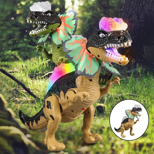 Dinosaurio electrónico con sonido de habilidades motoras para caminar para niños pequeños marrón perfke Dinosaurio Electrónico