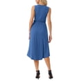 thumbnail image 3 of Vestidos de verano sin mangas para mujeres INSPIRE CHIC, vestido midi con escote en V, plisado, dobladillo alto-bajo y bolsillos, L Azul profundo, 3 of 6