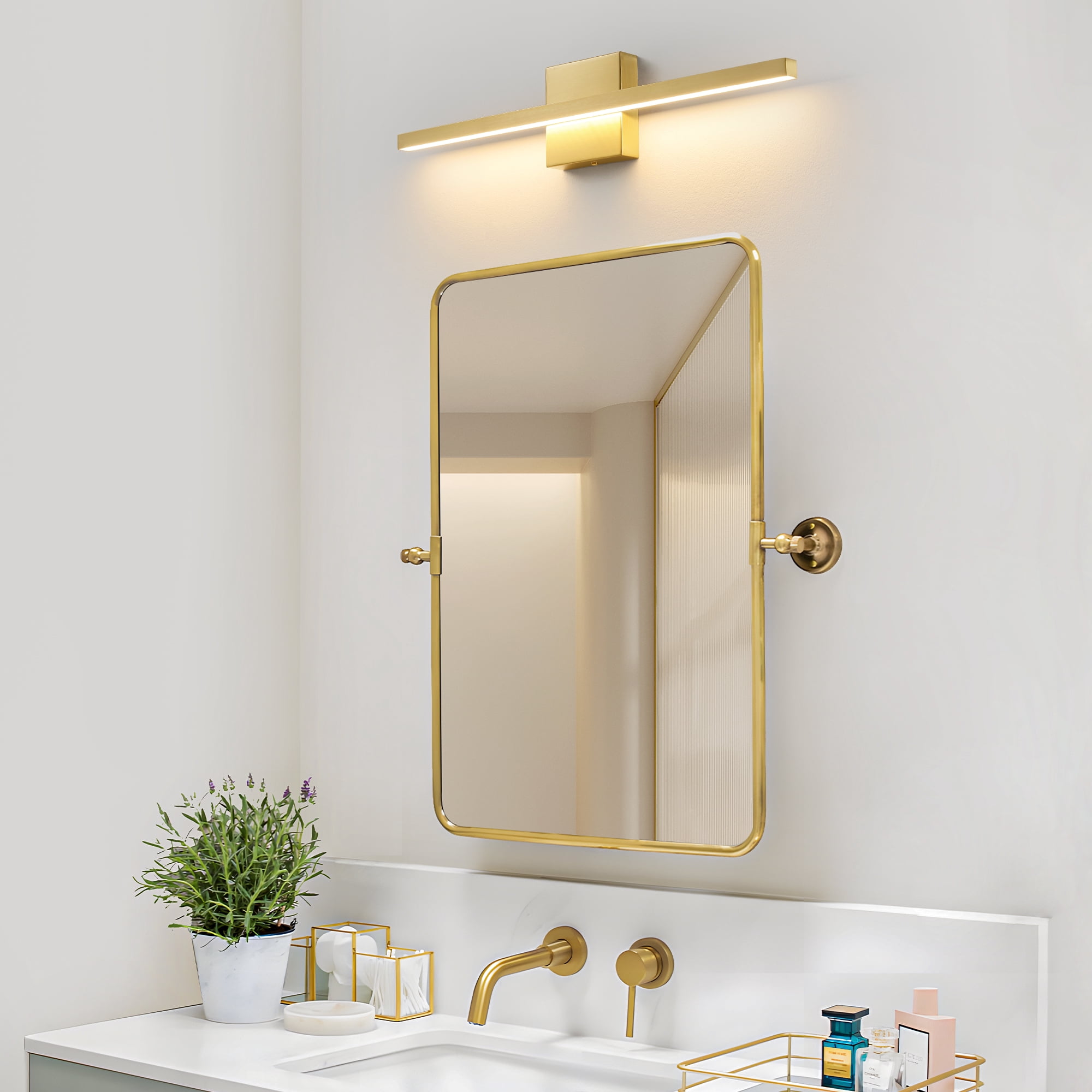 Vanity Light for Bathroom Lighting Fixtures Over Mirror Dimmable Integrated LED 24 inch Modern Vanity Lights Gold Bathroom Light Bar Bath Wall Sconce