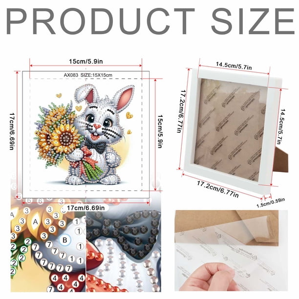 Diamond Painting Kit with Frame, Sunflower Rabbit Special Shape