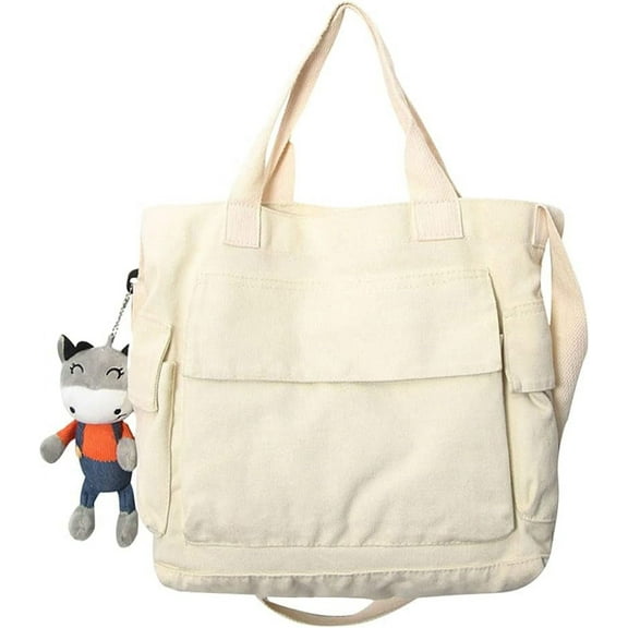 Kukuzhu Canvas Messenger Bag Large Hobo Crossbody Bag with Multiple Pockets Canvas Shoulder Bag Tote Handbag