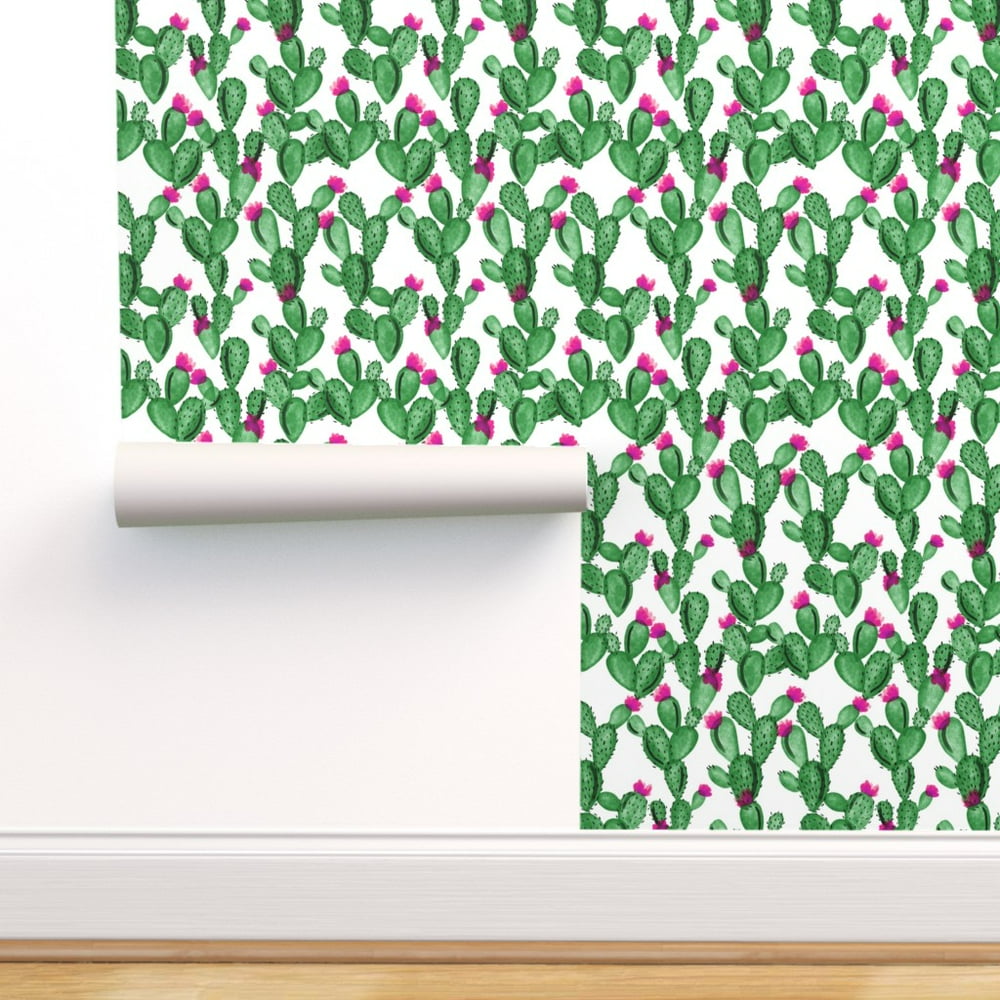 Peel-and-Stick Removable Wallpaper Green Cactus Cacti - Walmart.com