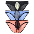 thumbnail image 2 of TANBOM Men's Bulge Enhancing Briefs Nylon Mesh Underwear Orange/Blue/Black XXXL 3-Pack, 2 of 6