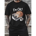 thumbnail image 5 of Men's T-Shirt I'm OK Lazy Orange Cat and Notebook Short Sleeve Casual Tee Classic Crew Neck T-Shirt for Men, Black 4XL, 5 of 6