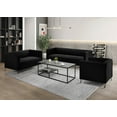 thumbnail image 2 of Home Design Kurtis Square Arm Sofa with Tufted Velvet Upholstery and Gold Metal Legs, Flared Arms, Modern Living Room Seating, Black, 2 of 6