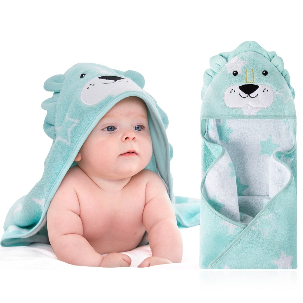 Baozhu Baby Bath Towel Hooded with 5 Ultra Soft Towel Washcloths