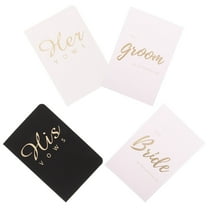 Masteelf White Wedding Vow Book with Gold Foil Lettering for Groom 4pcs Journal Favor