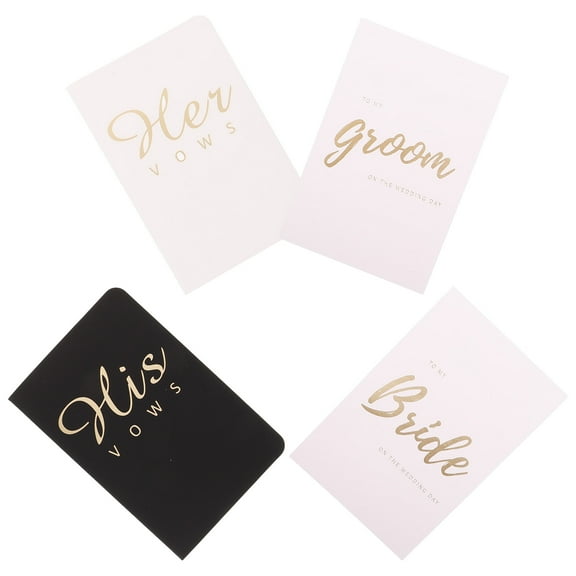 Masteelf White Wedding Vow Book with Gold Foil Lettering for Groom 4pcs Journal Favor