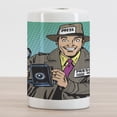 thumbnail image 2 of Paparazzi Ceramic Toothbrush Holder, Funny Photographer with Press Media Camera Reporter Smiling Photo, Decorative Versatile Countertop for Bathroom, 4.5" X 2.7", Sea Green and Warm Taupe, 2 of 4