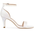 thumbnail image 6 of DARING DIVA Women's Glitter Ankle Strap Stiletto Heel Sandals White 9, 6 of 7