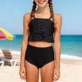 thumbnail image 6 of mgoYE Swimsuit for Girls Teen Girls Swimsuits Two Piece Bathing Suits Sport Beach Bikini Sets Teen Summer Swimwear with Chest Pad(Black,11-12 Years), 6 of 9