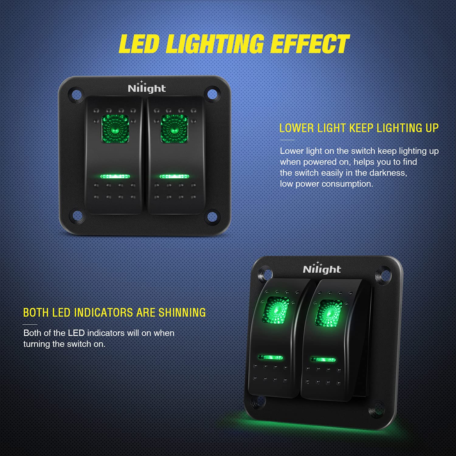 Rocker Switch Panel Nilight 2 Gang - 12V 24V Waterproof Toggle Switch ...