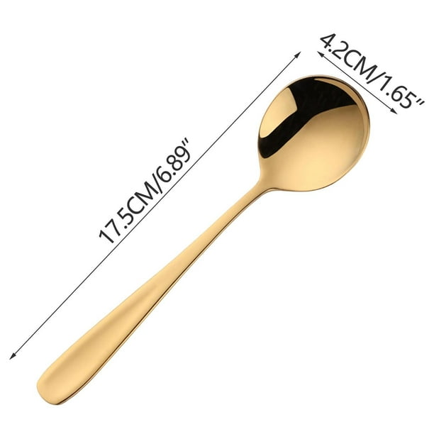 Cucharas de Sopa Cuchara Redonda de Mango Plano de Acero Inoxidable 304, Cuchara de Comedor Gruesa Y Cuchara de Sopa para Uso Doméstico