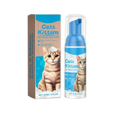Rojia Cats Kittens Waterless Shampoo, Licking Safe Dry Shampoo Foam Bath Grooming for Sensitive Skin Dander Reducing Paraben PH Balanced 60ml/2 oz