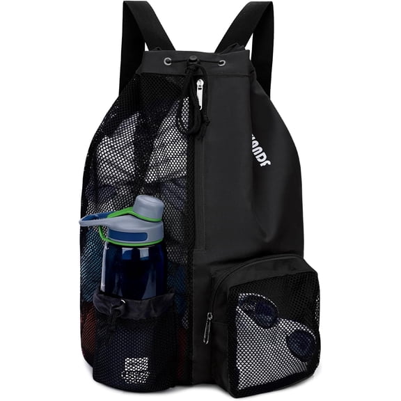 Swim Bag Mesh Drawstring Backpack with Wet Pocket for Swimming, Gym, and Workout Gear
