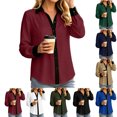 thumbnail image 5 of SEROYE Women's Button Down Shirt Color Block Long Sleeve Classic Fit Collared Blouse Dressy Casual Office Work Tops (M, Wine), 5 of 7