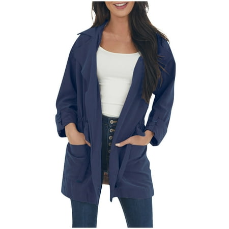 

Cardigan for Women Fleece Jacket Women Women s Long-sleeved Solid Color Stitching Long-sleeved Cardigan Trench Coat Womens Cardigan New Arrival Womens Jacket Navy XL
