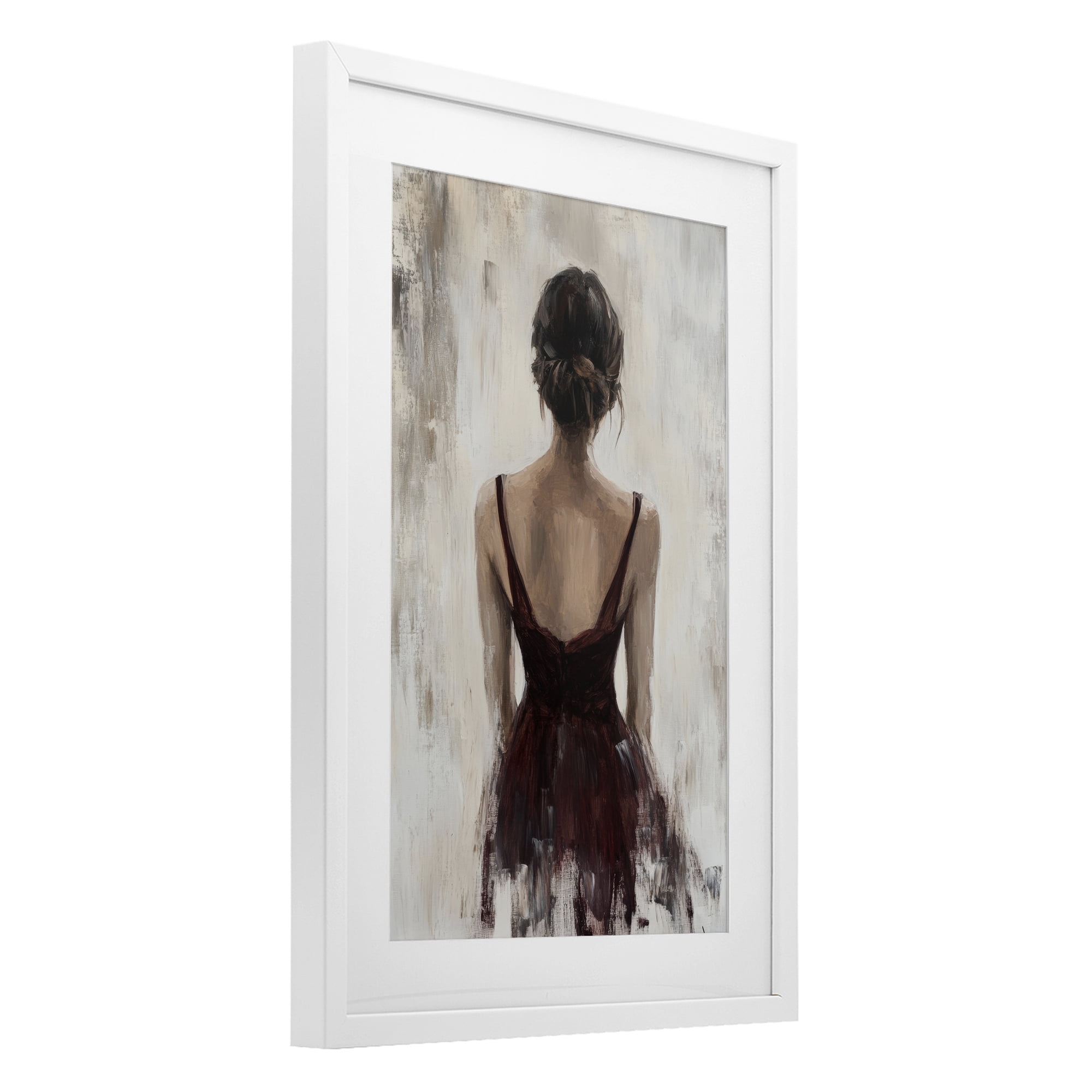 Stupell Industries Portrait of Woman in Burgundy White Framed Print Under Glass, design by Petal Prints Design