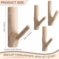thumbnail image 4 of Vintage wooden wall hooks set handmade from natural wood antique decorative 4pcs, 4 of 4