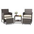 thumbnail image 3 of UDPATIO Balcony Furniture 5 Piece Patio Furniture Set, Outdoor Grey Wicker Chairs with Ottoman, Beige, 3 of 9
